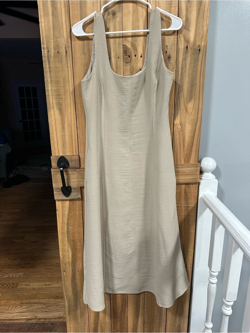 Joie Beige Scoop-Neck Midi Dress